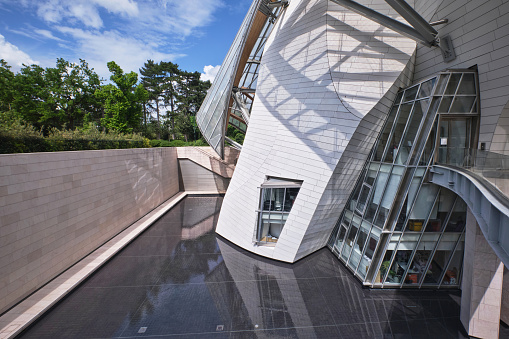 Louis Vuitton Foundation, art museum and cultural center at Bois de Boulogne in Paris. Designed by the architect Frank Gehry