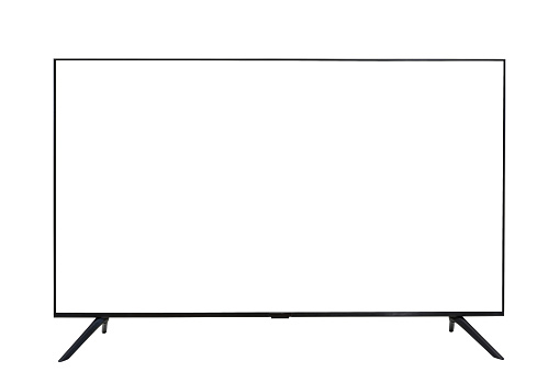 Ultra high definition 8K LED Display Smart Tv and empty white screen isolated on white background
