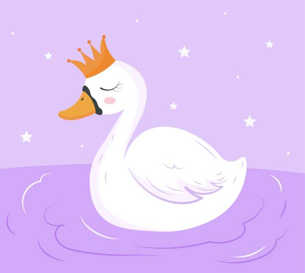 ilustrações de stock, clip art, desenhos animados e ícones de swan princess concept - swan princess cartoon crown