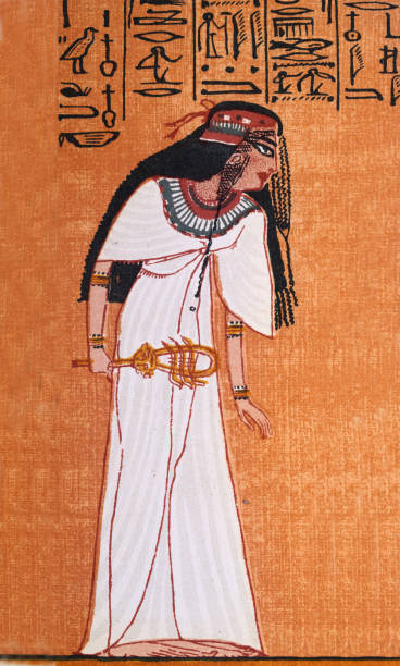 ilustrações de stock, clip art, desenhos animados e ícones de ancient egpytian woman, ancient egpytian, long braided hair, white dress, fashion, art - braided braids women long hair