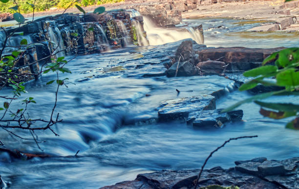 A series of small falls over the rocks - Trowbridge Falls, Thunder Bay, ON, Canada stock photo
