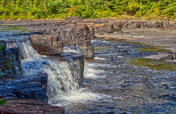 Getting close to the bigger water falls - Trowbridge Falls, Thunder Bay, ON, Canada stock photo