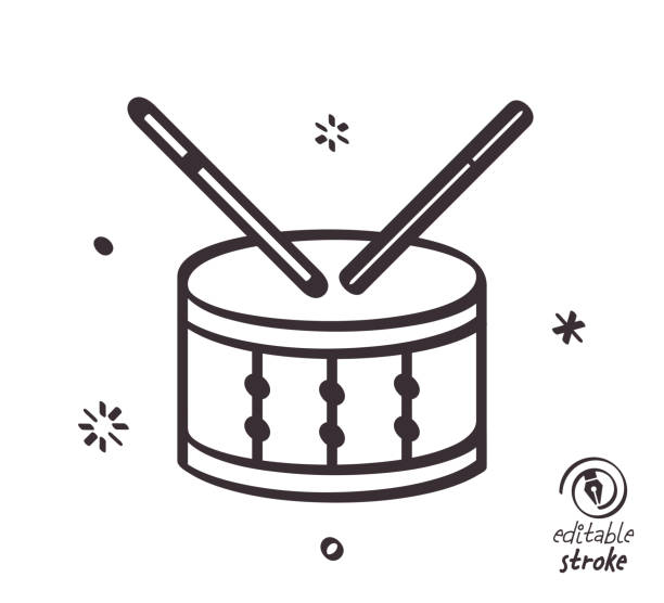 verspielte linienillustration für angehenden schlagzeuger - cymbal drumstick music percussion instrument stock-grafiken, -clipart, -cartoons und -symbole