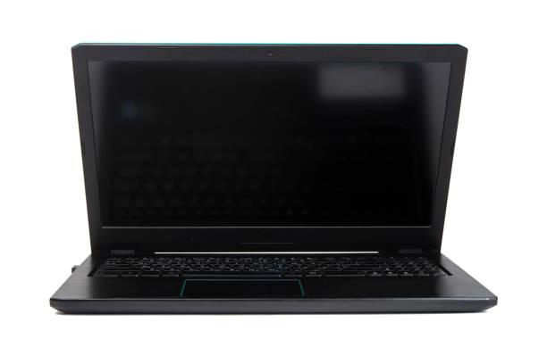 istock Black laptop pc isolated on the white background 1409552532