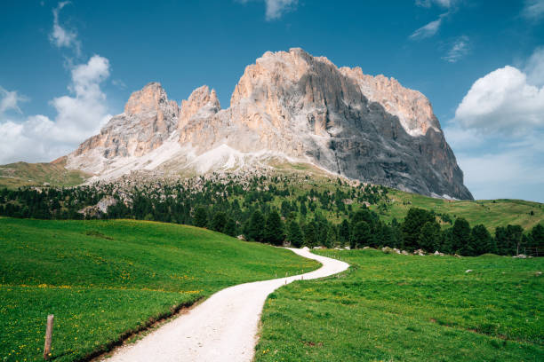 istock A path to the mountain range in Dolomites, Italy 1409553938
