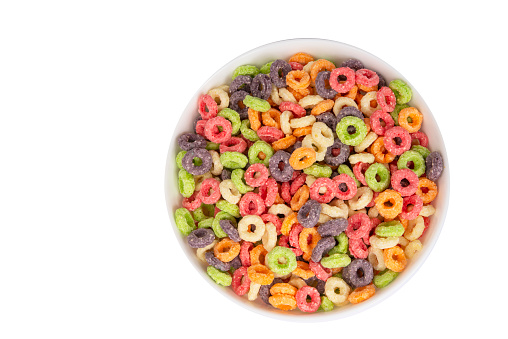 Fruit Loops Cornflakes with Fresh Berries Served in a Bowl for Breakfast