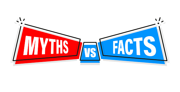 Facts and myths bubble isolated on white background. Symbol, logo illustration