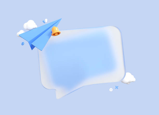 istock 3D Speech bubble message with Paper airplane and Bell notification. Subscribe and newsletter concept. Banner template with empty copy space for promotion. Blank Mockup. Reminder popup. 3D Rendering 1409559393