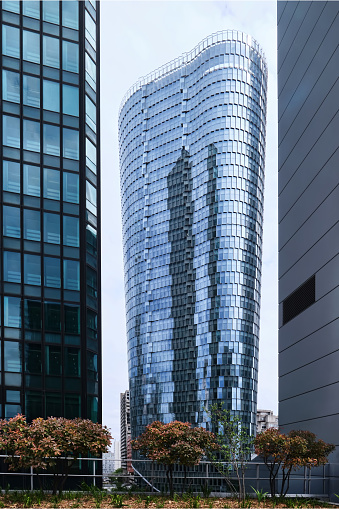 Paris, France - May 1, 2022: Tour Alto tower in La Defense business district designed by IF Architectes