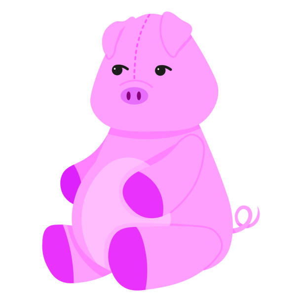 ilustrações de stock, clip art, desenhos animados e ícones de cute stuffed pig - stuffed