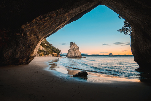 Sunrise at Cathedral Cove, New Zealand