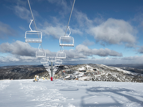 Empty ski lifts at Mount Hotham