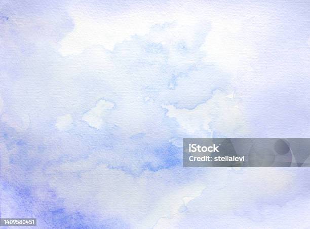 Abstract Blue And Purple Soft Watercolor Background On A White Paper Stock Photo - Download Image Now