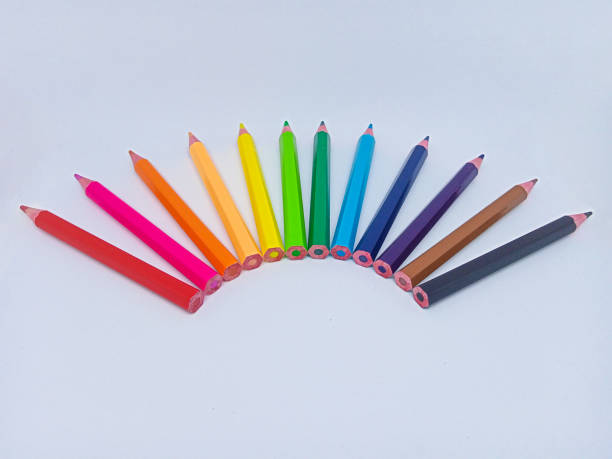 istock Colored pencils arranged in a curved 1409581132