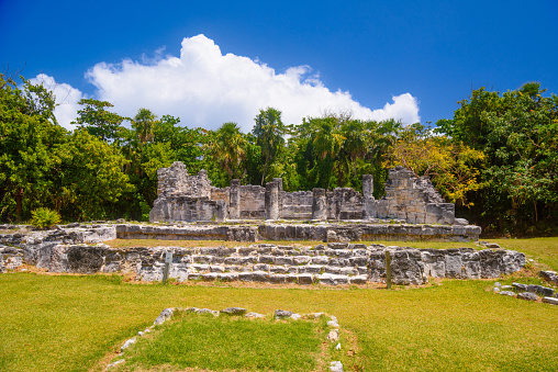 Ancient ruins of Maya in El Rey Archaeological Zone near Cancun, Yukatan, Mexico.