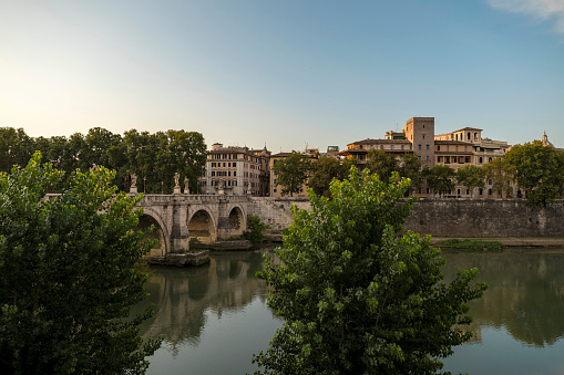 River Tiber and Rome city view in Italy
