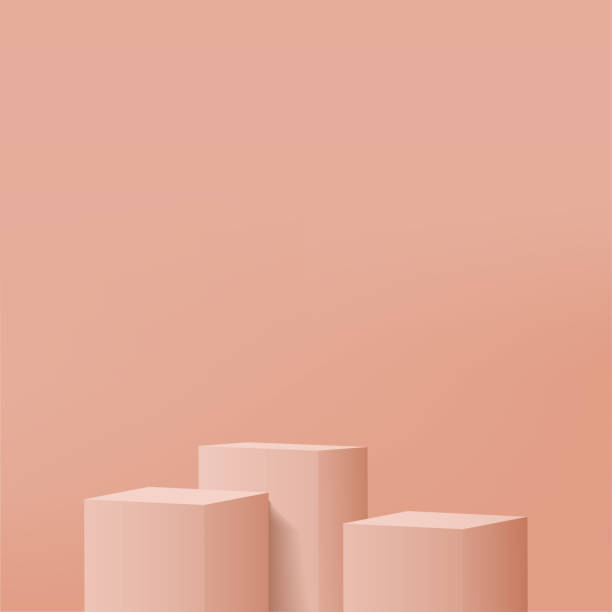 istock 3d cream color podium and minimal cream color wall scene. 3d podium minimal abstract background. Vector 1409586098