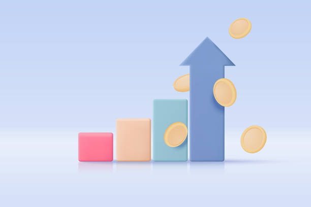 istock 3d leadership for successful new idea. Excellent investing business graph on background. investment creative solution with money coin and graph concept. 3D vector finance render on blue background 1409587364