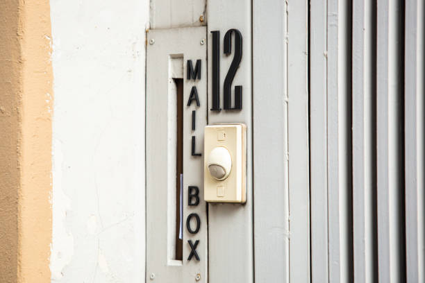 istock White bell switch in front of the house. 1409595230