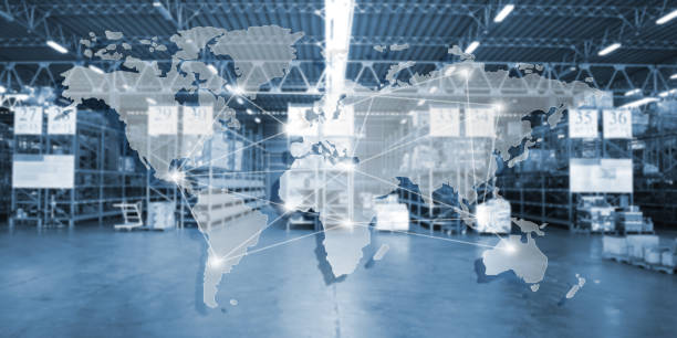 istock global logistics network distribution and transportation, Smart logistics, Innovation future of transport on large warehouse center background. 1409595500