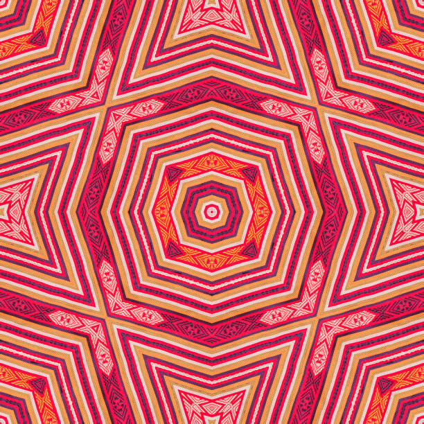 Seamless kaleidoscope or endless pattern for ceramic tile, wallpaper, linoleum, textile, web page background used. Repeating geometric from striped elements