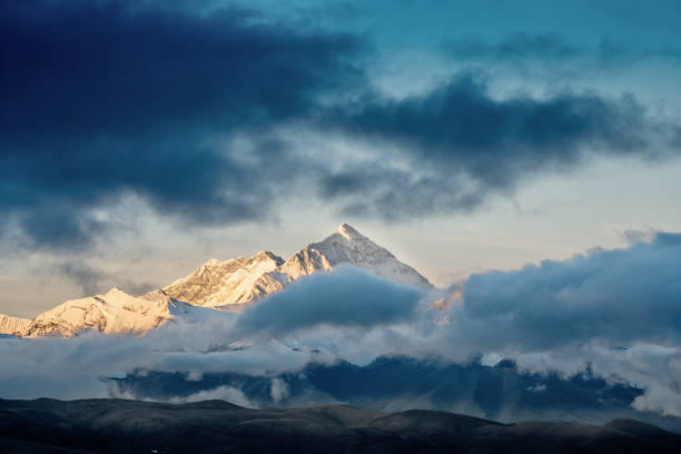 Mount Everest, snow mountains and clouds