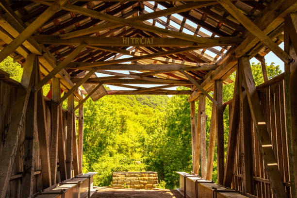 istock Old Covered Wooden Bridge 1409601096