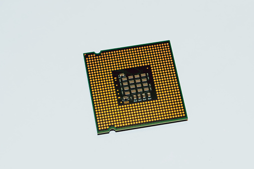 CPU processor chip isolated on white background