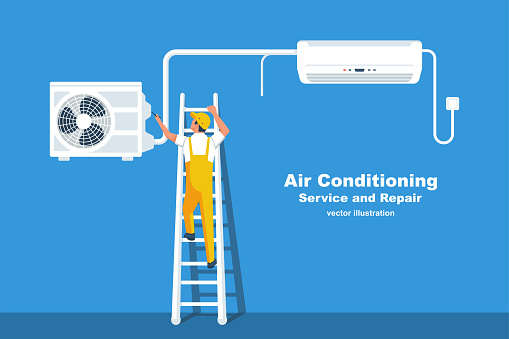 Air conditioning service landing page. Installation of air conditioner.