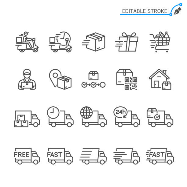 Delivery line icons. Editable stroke. Pixel perfect. vector art illustration