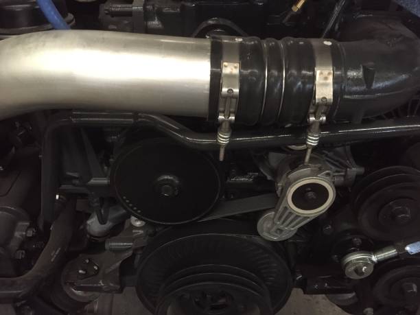 istock Close up view on new bus engine components, parts and elements 1409614722