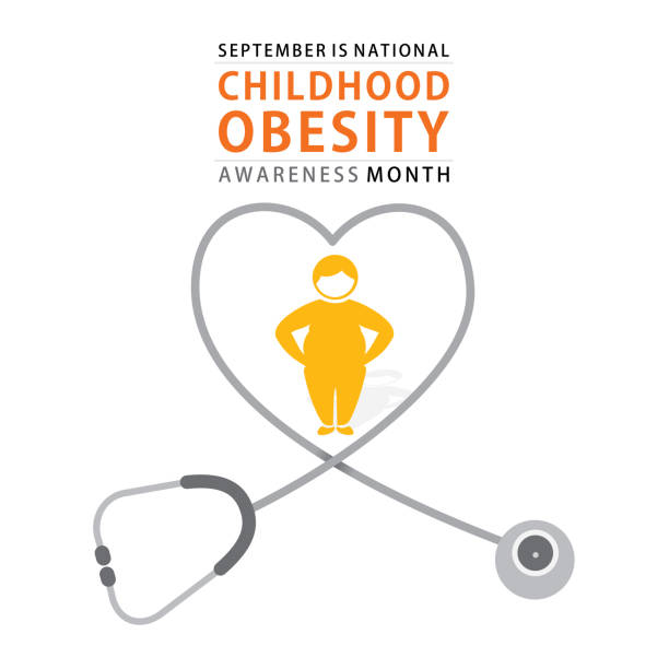 National Childhood Obesity Awareness month September is National Childhood Obesity Awareness month poster design obesity stock illustrations