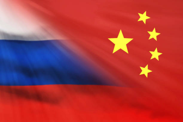 flagge von china und russland. diplomatische beziehungen. - president of russia stock-grafiken, -clipart, -cartoons und -symbole