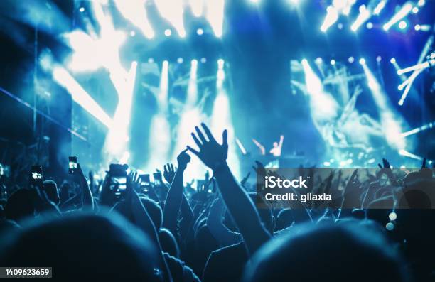 Rave Party Silhouettes Stock Photo - Download Image Now - Popular Music Concert, Crowd of People, Dance & Electronic Music