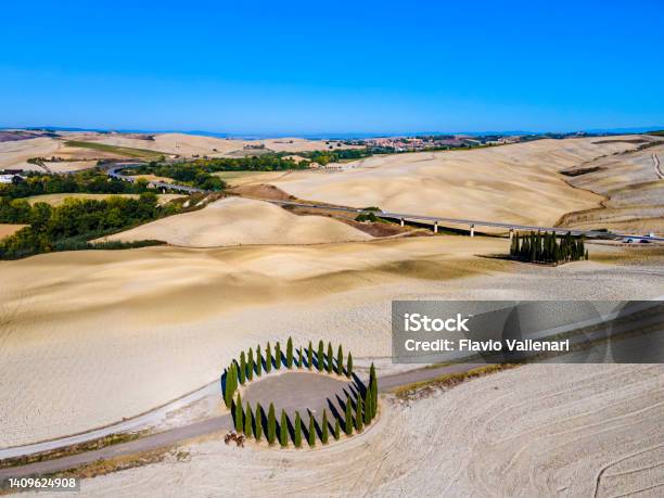 Cypress Trees Of San Quirico Dorcia Tuscany Stock Photo - Download Image Now - Italian Culture, Travel, Travel Destinations