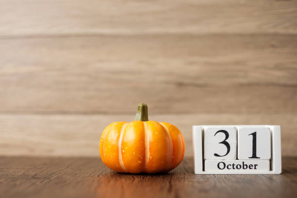 istock Happy Halloween day with pumpkin and 31 October calendar. Trick or Threat, Hello October, fall autumn, Festive, party and holiday concept 1409625492
