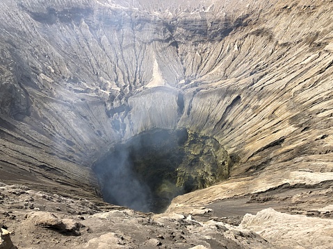 Volcanic crater of Bromo mountain at Java, Indonesia
