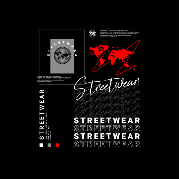 дизайн уличной футболки, подходит для трафаретной печати, курток и других - fashion street style clothing casual stock illustrations