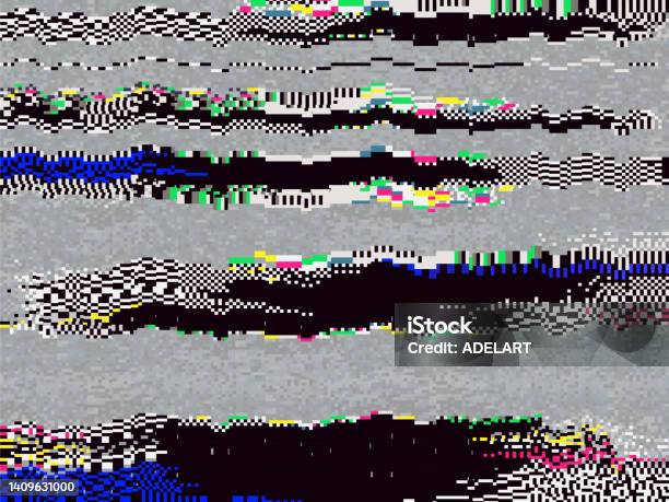 Glitch Komputer Layar Komputer Data Tv Error Texture 1 Ilustrasi Stok ...