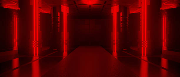 istock Modern Abstract Highway Cyberspace For Auto And Spaceship Red Used As Banner Background Wallpaper 3D Render 1409631810