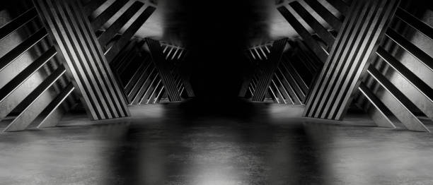 istock Creative Realistic Sci-fi Dark Corridor Neon Gray Used As Banner Background Wallpaper 3D Illustration 1409632065