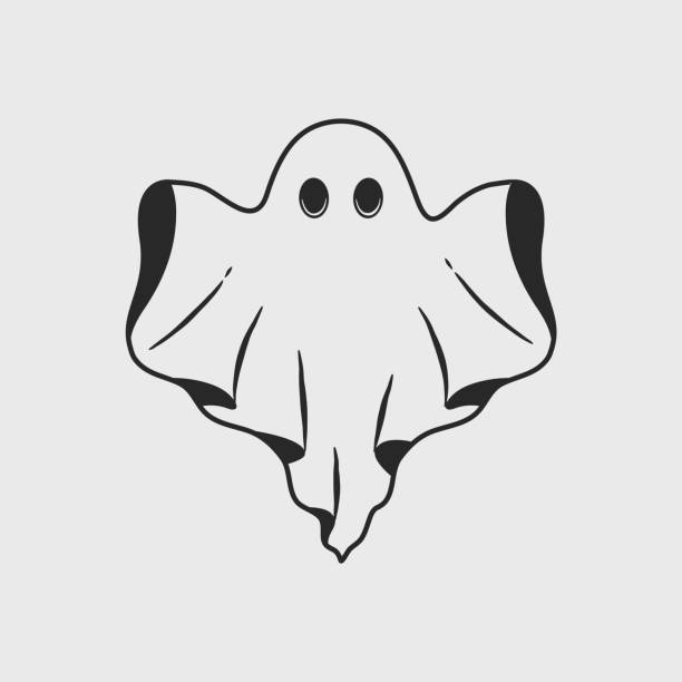 illustrazioni stock, clip art, cartoni animati e icone di tendenza di logo vintage ghost, icona. fantasma isolato su sfondo bianco. illustrazione vettoriale - ghost