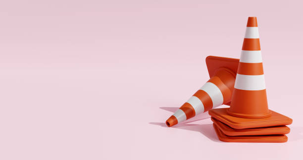 istock 3D traffic cones for caution and under construction concept on pastel background, 3D illustration 1409634573
