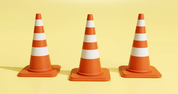 istock 3D traffic cones for caution and under construction concept on pastel background, 3D illustration 1409634592