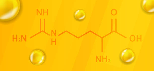 ilustrações de stock, clip art, desenhos animados e ícones de arginine chemical formula. arginine 3d realistic chemical molecular structure - molecule amino acid arginine molecular structure