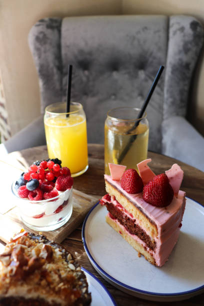 desserts with berries in a glass bowl