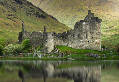 Kilchurn Castle with reflection in water - Scotland, UK