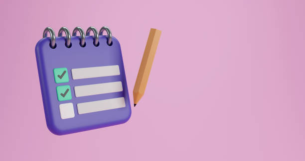 istock 3D Clipboard checklist and pencil on pink background, 3d illustration 1409636671
