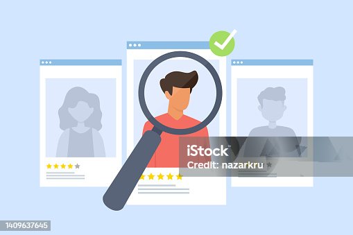 istock Vector illustration of choice of worker or personnel. Recruitment concept. 1409637645