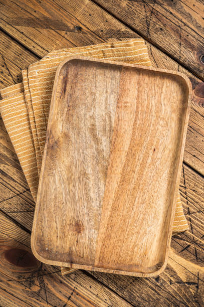istock Empty rustic wood cutting board texture, healthy cooking background. Wooden background. Top view. Copy space 1409639356